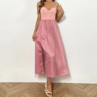Retro Solid Color Mesh Dress Tube Top  - Thumbnail 3