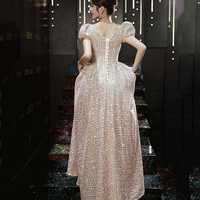 Shiny sequins long A line prom dress evening dress - Thumbnail 4