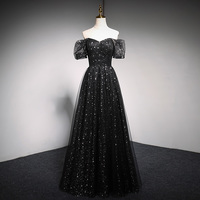 Blue tulle long A line prom dress blue evening dress - Thumbnail 6