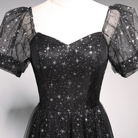 Blue tulle long A line prom dress blue evening dress - Thumbnail 5