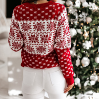 Round Neck Casual Long-Sleeved Knitted Sweater - Thumbnail 4