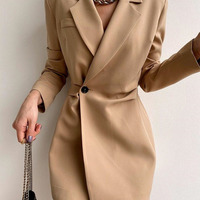 Women'S Solid Color Sexy Long Sleeve Dress - Thumbnail 2