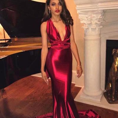 Sexy mermaid dark red prom dress,evening dress - Thumbnail 2