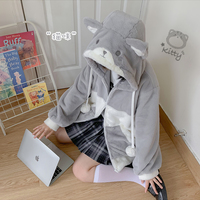 Cute Animal Rabbit Bunny Bear Puppy Cat Plush Coat Jacket - Thumbnail 7