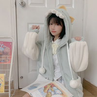 Cute Animal Rabbit Bunny Bear Puppy Cat Plush Coat Jacket - Thumbnail 8