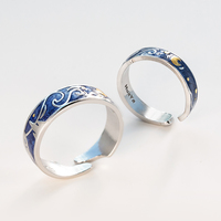 Harajuku new starry sky ring couple ring (a pair of two) - Thumbnail 2