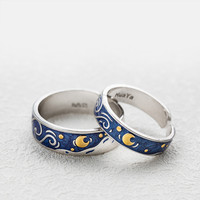 Harajuku new starry sky ring couple ring (a pair of two) - Thumbnail 3