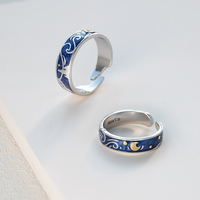 Harajuku new starry sky ring couple ring (a pair of two) - Thumbnail 5