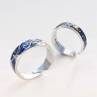 Harajuku new starry sky ring couple ring (a pair of two) - Thumbnail 7