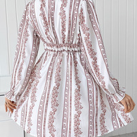 V-Neck Temperament Sexy Slim Long-Sleeved Dress - Thumbnail 3