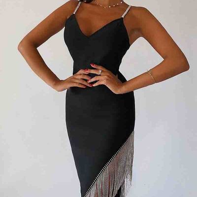 V-neck women's chain design sleeveless dress