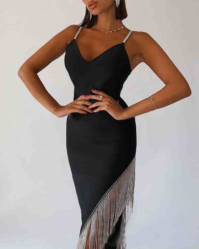 V-Neck Women'S Chain Design Sleeveless Dress