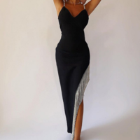 V-Neck Women'S Chain Design Sleeveless Dress - Thumbnail 2