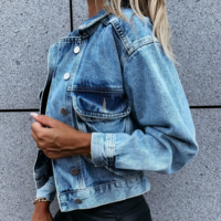 Casual Pocket Button Denim Jacket - Thumbnail 2
