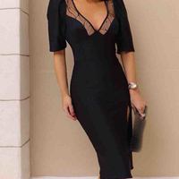 Sexy Short Sleeve Tight Dress - Thumbnail 1