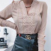 Long Sleeve Sexy Lace Shirt - Thumbnail 1