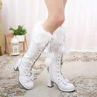 Princess Winter Velvet Fur High Long Boots - Thumbnail 7