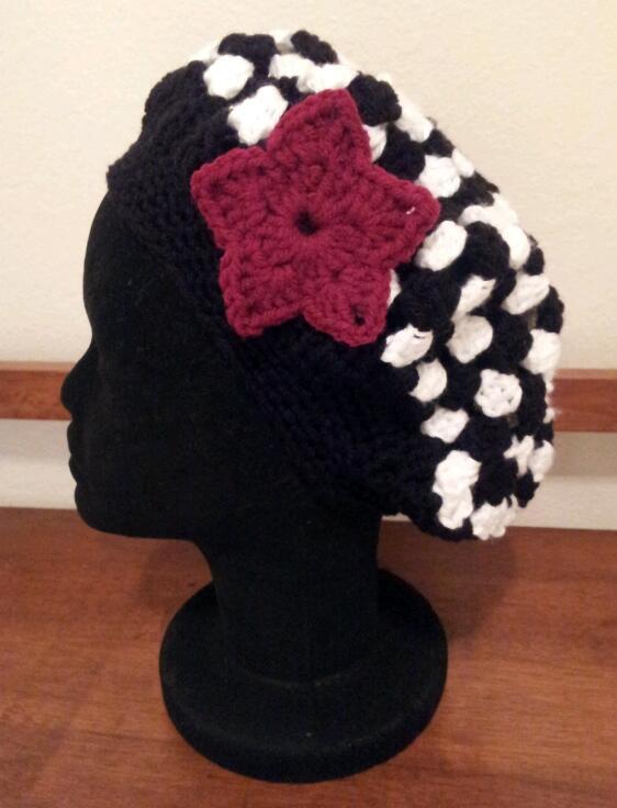 Black and White Crochet Hat 