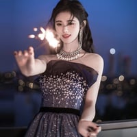 Blue sequins long A line prom dress evening dress - Thumbnail 7