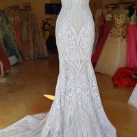 Gorgeous Mermaid V Neck Lace Wedding Dresses,640 - Thumbnail 2