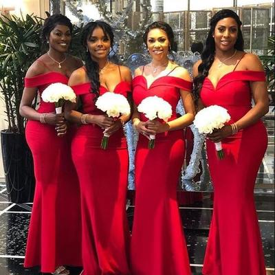 Off shoulder long bridesmaid dresses for wedding - Thumbnail 3