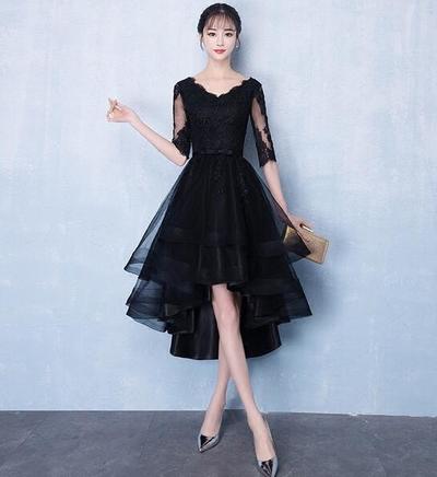 v neck tulle lace short prom dress