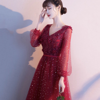 Cute tulle lace long prom dress A line evening gown - Thumbnail 5