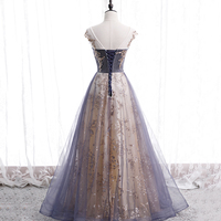 Cute tulle sequins long prom dress evening dress - Thumbnail 5