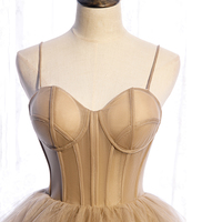 Cute tulle long A line prom dress A line evening gown - Thumbnail 1