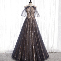 Stylish tulle sequins long prom dress evening gown - Thumbnail 5