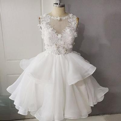 Cute round neck tulle short wedding dress - Thumbnail 1