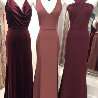A line long burgundy bridesmaid dresses - Thumbnail 2