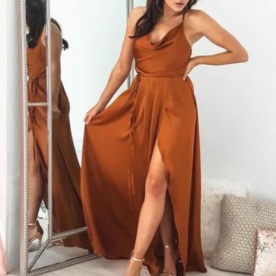 A line long slit side prom dresses for women - Thumbnail 2