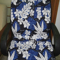 "BLUE - BIG FLOWER" - Hawaiian Seat Covers - 2PC (WATER-RESISTANT + QUILTED) - Thumbnail 1