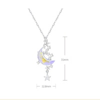 Pretty Luxury Lady Moon Galaxy Pendant Necklace - Thumbnail 2