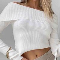 Sexy One-Shoulder Pit Strip Long-Sleeved Top - Thumbnail 1