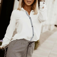 Solid Color Women'S White Long-Sleeved Shirt - Thumbnail 1