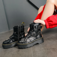 British Style Thick-Soled Motorcycle Short Boots  - Thumbnail 2