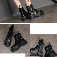 British Style Thick-Soled Motorcycle Short Boots  - Thumbnail 5