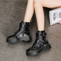 British Style Thick-Soled Motorcycle Short Boots  - Thumbnail 4