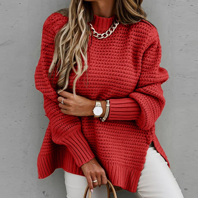 Elegant Ribbed Sweaters Vintage Solid Lantern