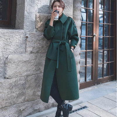 Stitching woolen coat women's mid-length