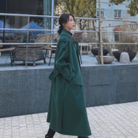 Stitching Woolen Coat Women's Mid-Length - Thumbnail 1