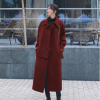 Stitching Woolen Coat Women's Mid-Length - Thumbnail 5