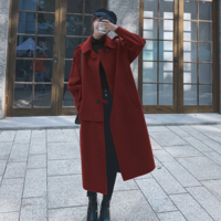 Stitching Woolen Coat Women's Mid-Length - Thumbnail 7