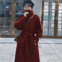 Stitching Woolen Coat Women's Mid-Length - Thumbnail 8
