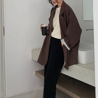 Minimalist Solid Outwear Loose Elegant Retro - Thumbnail 4