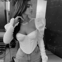 Romantic Irregular Croped Corset Top - Thumbnail 1