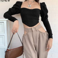 Romantic Irregular Croped Corset Top - Thumbnail 7