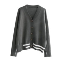 Style Loose Long Sleeve V-Neck Button - Thumbnail 5